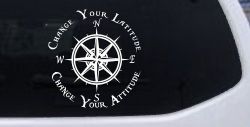 Change Your Latitude Change Your Attitude with Rose Compass Car or Truck Window Decal Sticker