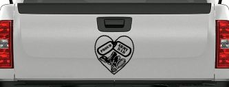 Proud Army Dad Dog Tags Heart Combat Boots Military Car or Truck Window Vinyl Decal Sticker (Matte Black)
