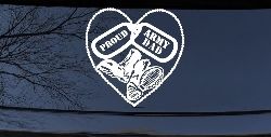 Proud Army Dad Dog Tags Heart Combat Boots Military Car or Truck Window Decal Sticker