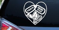 Proud Army Dad Dog Tags Heart Combat Boots Military Car or Truck Window Decal Sticker