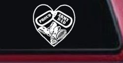 Proud Army Dad Dog Tags Heart Combat Boots Military Car or Truck Window Decal Sticker