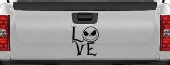 Love Gothic Halloween Jack Skellington The Nightmare Before Christmas  Gothic Halloween Car or Truck Window Decal Sticker (Black)