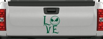 Love Gothic Halloween Jack Skellington The Nightmare Before Christmas  Gothic Halloween Car or Truck Window Decal Sticker (Dark Green)