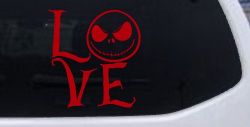 Love Gothic Halloween Jack Skellington The Nightmare Before Christmas  Gothic Halloween Car or Truck Window Decal Sticker (Red)