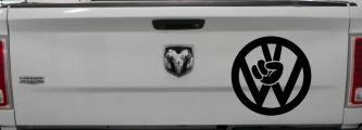 VW Volkswagen with Peace Sign Hand Car or Truck Window Decal Sticker (Black)