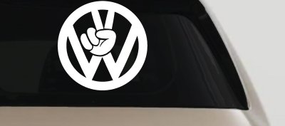 VW Volkswagen with Peace Sign Hand Car or Truck Window Vinyl Decal Sticker