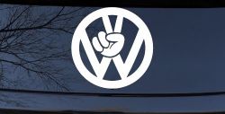 VW Volkswagen with Peace Sign Hand Car or Truck Window Decal Sticker