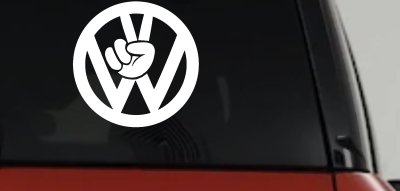 VW Volkswagen with Peace Sign Hand Car or Truck Window Vinyl Decal Sticker