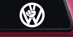 VW Volkswagen with Peace Sign Hand Car or Truck Window Decal Sticker
