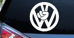 VW Volkswagen with Peace Sign Hand Car or Truck Window Decal Sticker