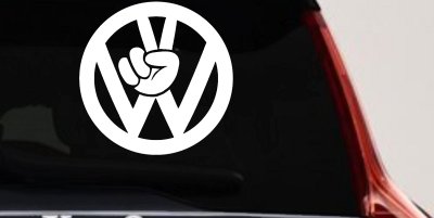 VW Volkswagen with Peace Sign Hand Car or Truck Window Vinyl Decal Sticker