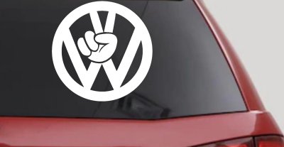 VW Volkswagen with Peace Sign Hand Car or Truck Window Vinyl Decal Sticker