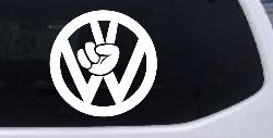 VW Volkswagen with Peace Sign Hand Car or Truck Window Decal Sticker