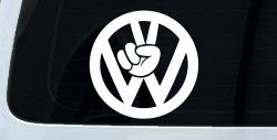 VW Volkswagen with Peace Sign Hand Car or Truck Window Decal Sticker