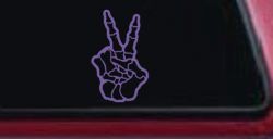 Skeleton Hand Peace Sign Car or Truck Window Vinyl Decal Sticker (Purple)