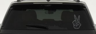 Skeleton Hand Peace Sign Car or Truck Window Decal Sticker (Silver)