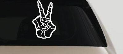 Skeleton Hand Peace Sign Car or Truck Window Vinyl Decal Sticker