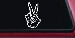 Skeleton Hand Peace Sign Car or Truck Window Decal Sticker