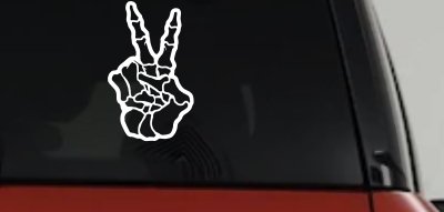 Skeleton Hand Peace Sign Car or Truck Window Vinyl Decal Sticker