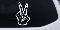 Skeleton Hand Peace Sign Car or Truck Window Decal Sticker