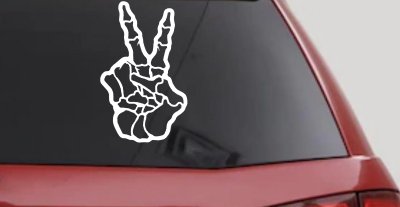 Skeleton Hand Peace Sign Car or Truck Window Vinyl Decal Sticker