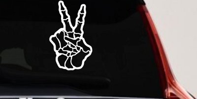 Skeleton Hand Peace Sign Car or Truck Window Vinyl Decal Sticker