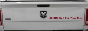 JESUS Died For Your Sins Christian Car or Truck Window Vinyl Decal Sticker (Burgundy)