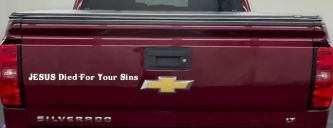 JESUS Died For Your Sins Christian Car or Truck Window Decal Sticker (White)
