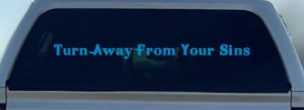 Turn Away From Your Sins Christian Car or Truck Window Decal Sticker (Blue)