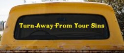 Turn Away From Your Sins Christian Car or Truck Window Decal Sticker (Yellow)