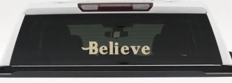 Believe Christian Car or Truck Window Vinyl Decal Sticker (Desert Sand)