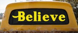 Believe Christian Car or Truck Window Decal Sticker (Yellow)