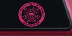 United States Coast Guard Grandfather Military Car or Truck Window Vinyl Decal Sticker (Hot Pink)