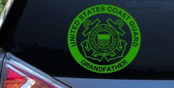 United States Coast Guard Grandfather Military Car or Truck Window Decal Sticker (Lime)