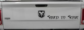 Saved to Serve Christian Car or Truck Window Decal Sticker (Black)
