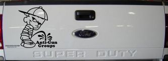 Pee On Anti Gun Groups Pro Gun Car or Truck Window Decal Sticker (Black)