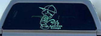 Pee On Anti Gun Groups Pro Gun Car or Truck Window Decal Sticker (Mint)
