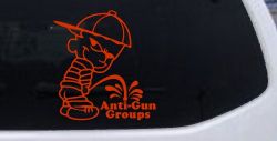 Pee On Anti Gun Groups Pro Gun Car or Truck Window Decal Sticker (Orange Red)
