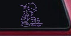 Pee On Anti Gun Groups Pro Gun Car or Truck Window Decal Sticker (Purple)