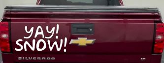 Yay Snow Funny Car or Truck Window Decal Sticker (White)