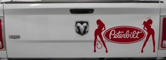 Peterbilt With  Mudflap Angel Devil Good and Bad Girls Car or Truck Window Decal Sticker (Burgundy)
