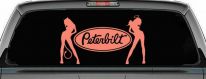 Peterbilt With  Mudflap Angel Devil Good and Bad Girls Car or Truck Window Vinyl Decal Sticker (Coral)