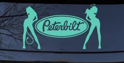 Peterbilt With  Mudflap Angel Devil Good and Bad Girls Car or Truck Window Decal Sticker (Mint)
