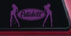 Peterbilt With  Mudflap Angel Devil Good and Bad Girls Car or Truck Window Decal Sticker (Violet)