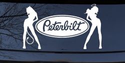 Peterbilt With  Mudflap Angel Devil Good and Bad Girls Car or Truck Window Decal Sticker
