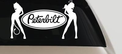 Peterbilt With  Mudflap Angel Devil Good and Bad Girls Car or Truck Window Vinyl Decal Sticker