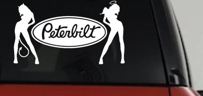 Peterbilt With  Mudflap Angel Devil Good and Bad Girls Car or Truck Window Vinyl Decal Sticker
