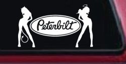 Peterbilt With  Mudflap Angel Devil Good and Bad Girls Car or Truck Window Decal Sticker