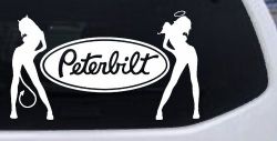 Peterbilt With  Mudflap Angel Devil Good and Bad Girls Car or Truck Window Decal Sticker