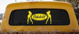 Peterbilt With  Mudflap Angel Devil Good and Bad Girls Car or Truck Window Vinyl Decal Sticker (Yellow)